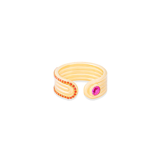 Found Open Ring - Pink & Orange Sapphire