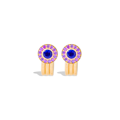 Found Halo Huggie - Blue Sapphire & Amethyst