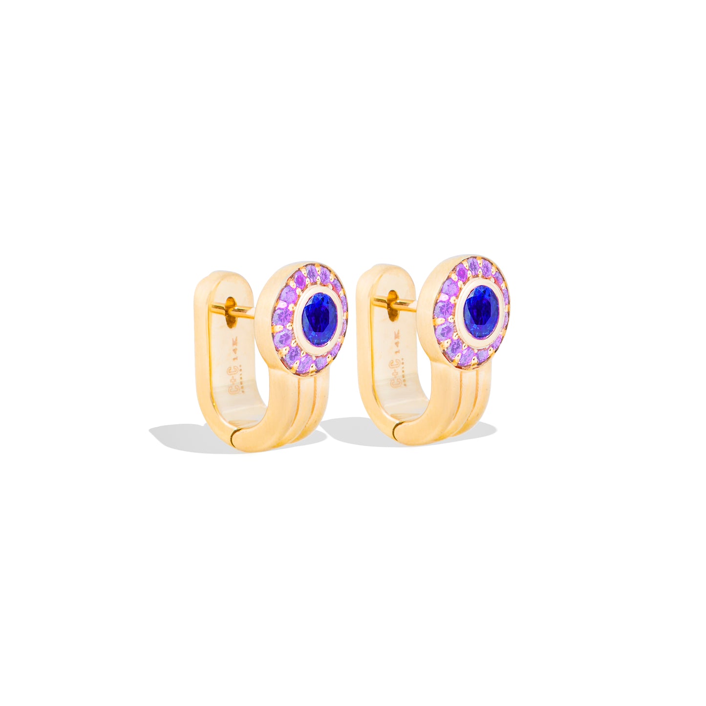 Found Halo Huggie - Blue Sapphire & Amethyst