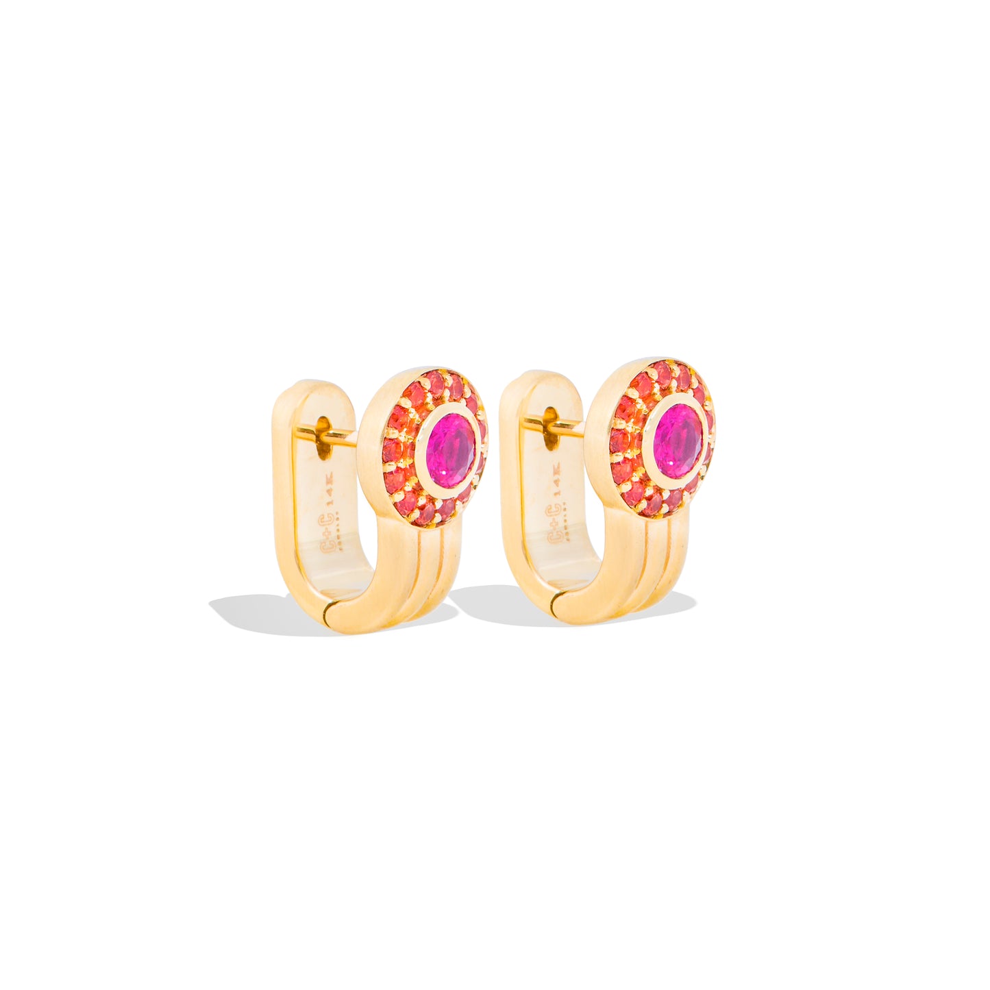 Found Halo Huggie - Pink & Orange Sapphire