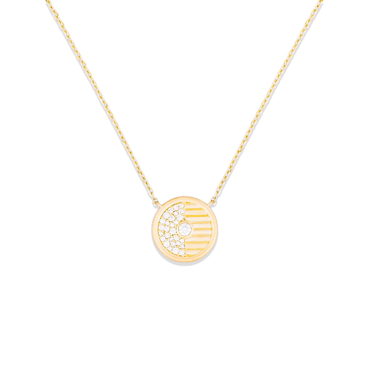Found Small Disk Pendant Necklace - Diamond
