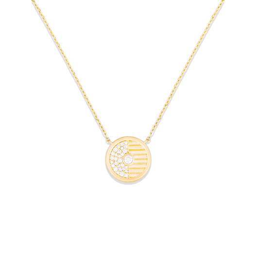 Found Small Disk Pendant Necklace - Diamond