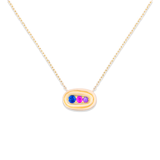 Found Small Nest Pendant Necklace - Blue & Pink Sapphire, Amethyst
