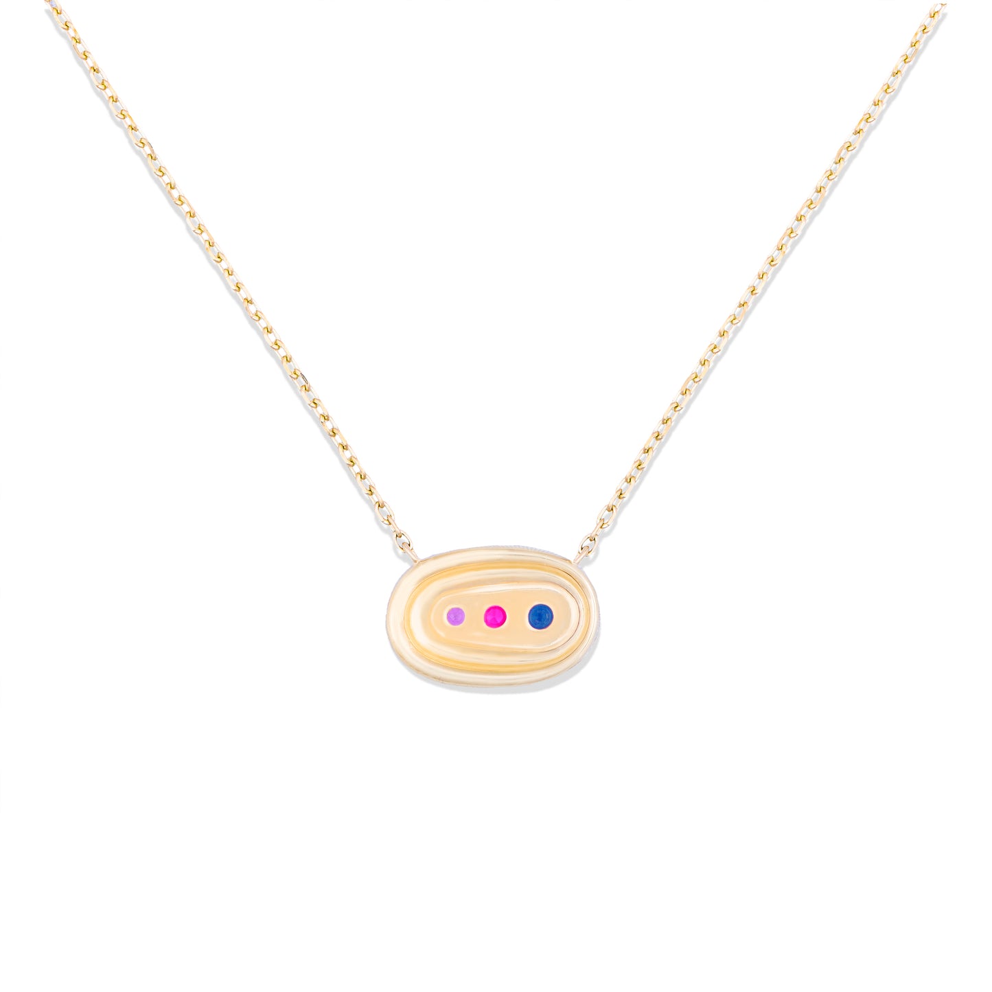 Found Small Nest Pendant Necklace - Blue & Pink Sapphire, Amethyst