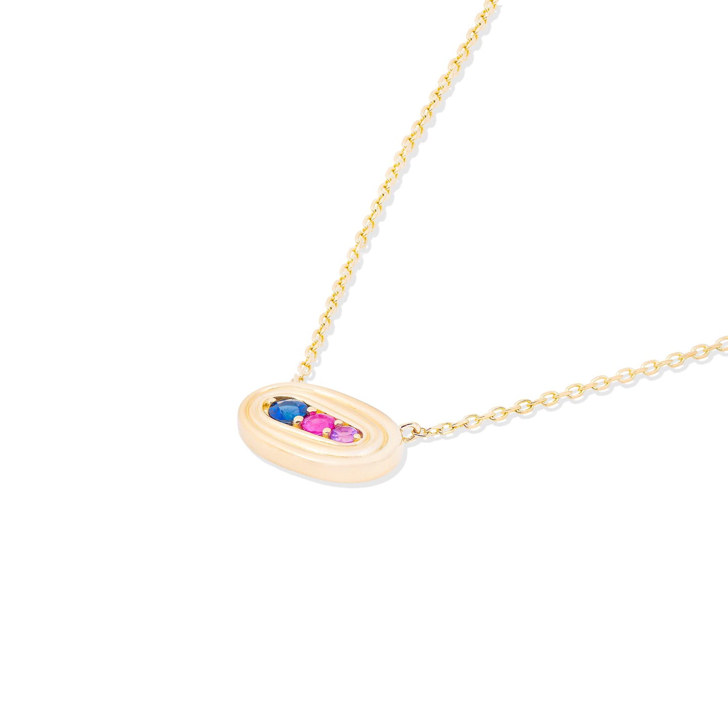 Found Small Nest Pendant Necklace - Blue & Pink Sapphire, Amethyst