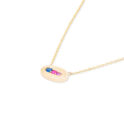 Found Small Nest Pendant Necklace - Blue & Pink Sapphire, Amethyst