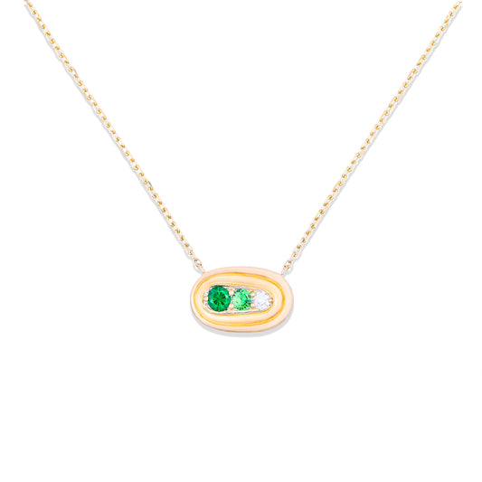 Found Small Nest Pendant Necklace - Tsavorite & Diamond