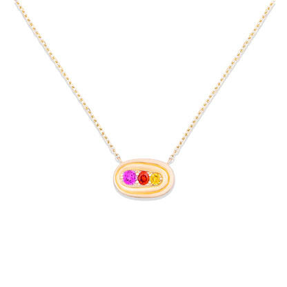 Found Small Nest Pendant Necklace - Pink, Orange & Yellow Sapphire