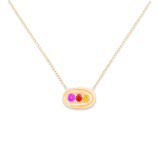 Found Small Nest Pendant Necklace - Pink, Orange & Yellow Sapphire
