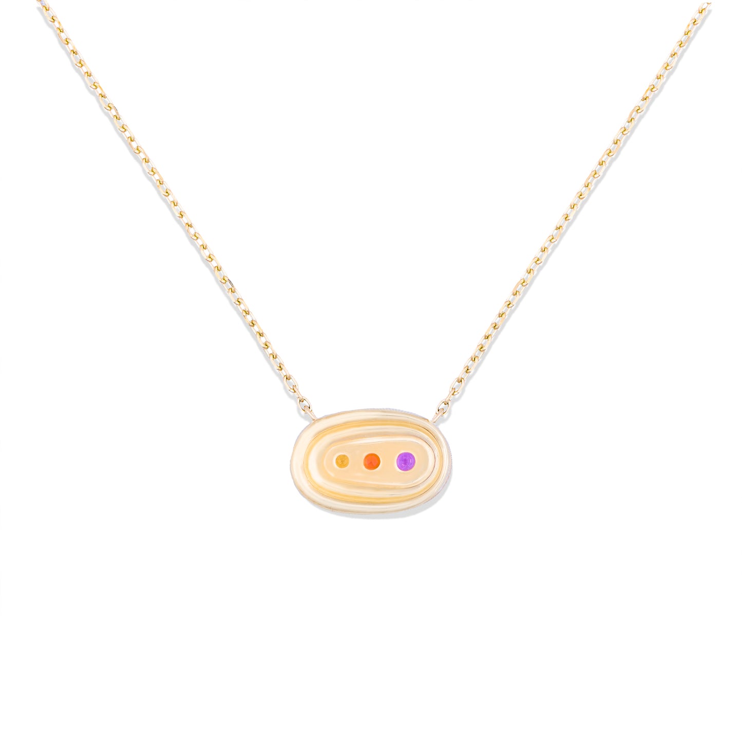 Found Small Nest Pendant Necklace - Pink, Orange & Yellow Sapphire