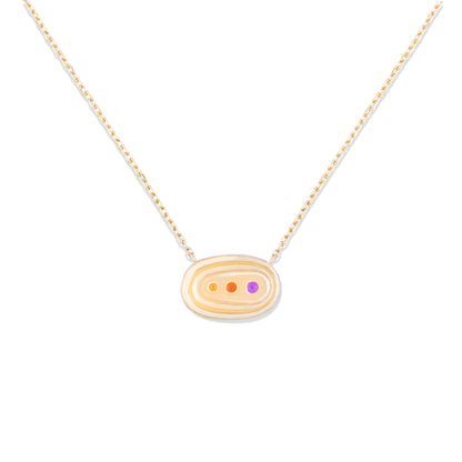 Found Small Nest Pendant Necklace - Pink, Orange & Yellow Sapphire