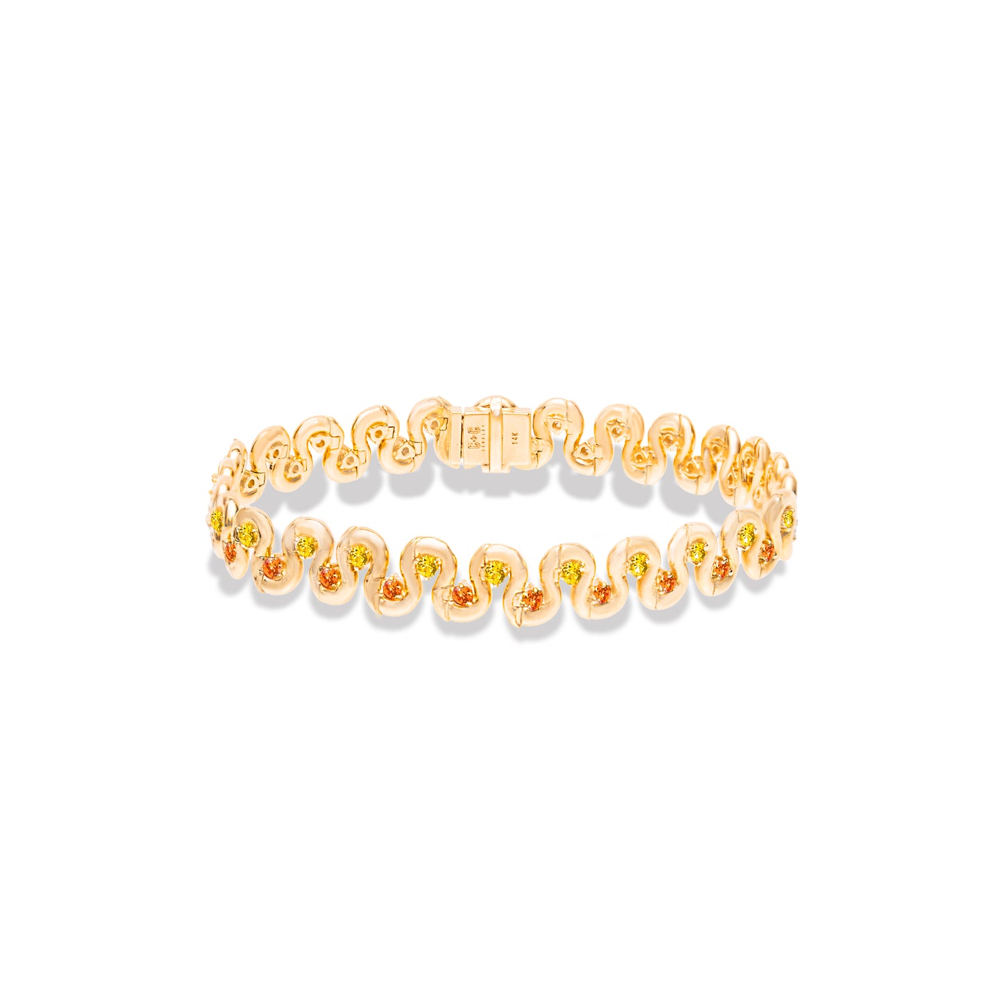 Found Squiggle Bracelet - Orange & Yellow Sapphire