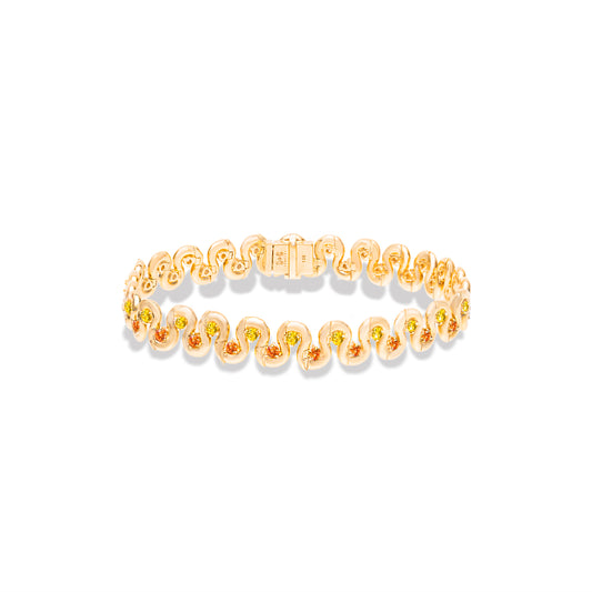 Found Squiggle Bracelet - Orange & Yellow Sapphire