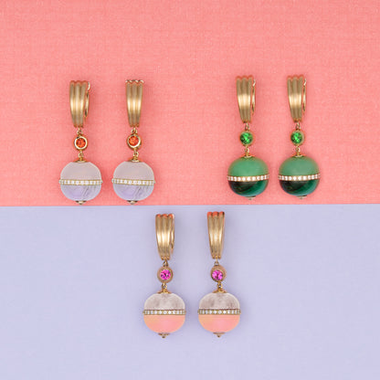 Revel Inlay Bobble Earring - Lapis, Turquoise, Blue Sapphire & Diamond