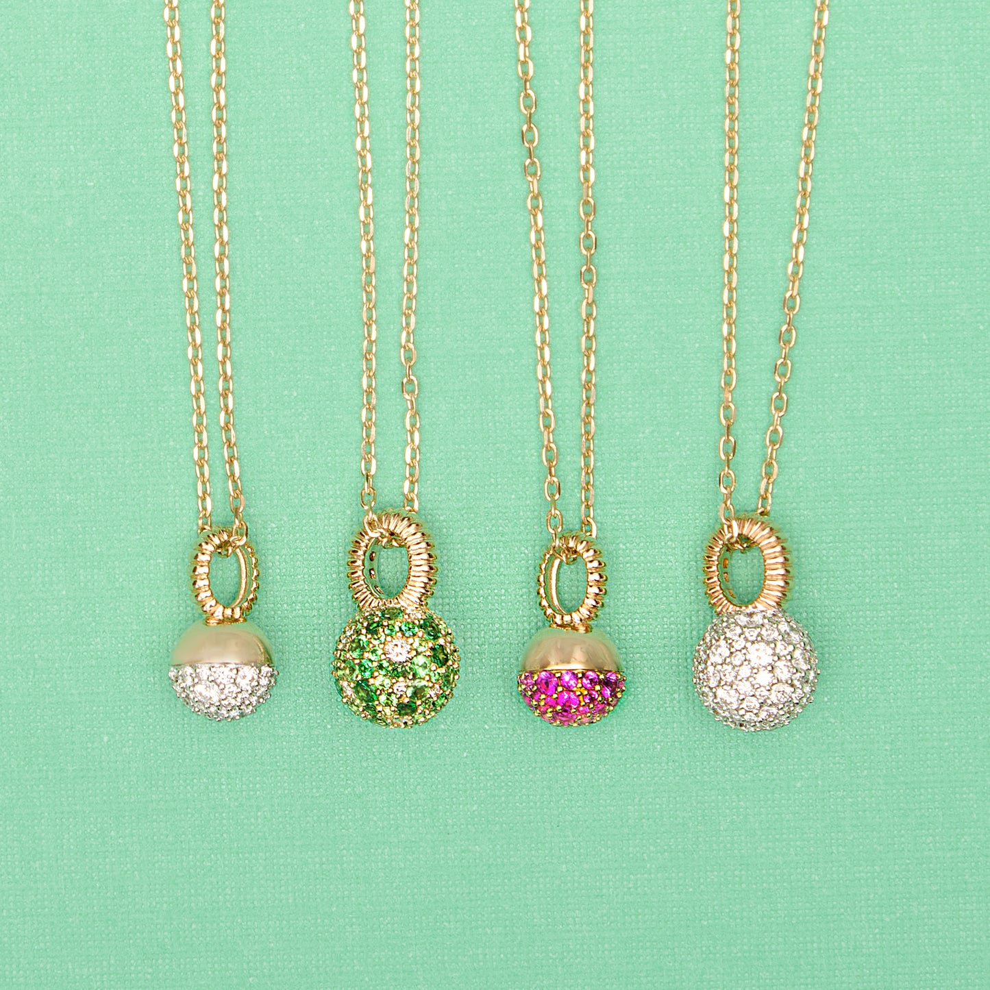 Revel Small Bobble Charm Necklace- Rhodolite Garnet