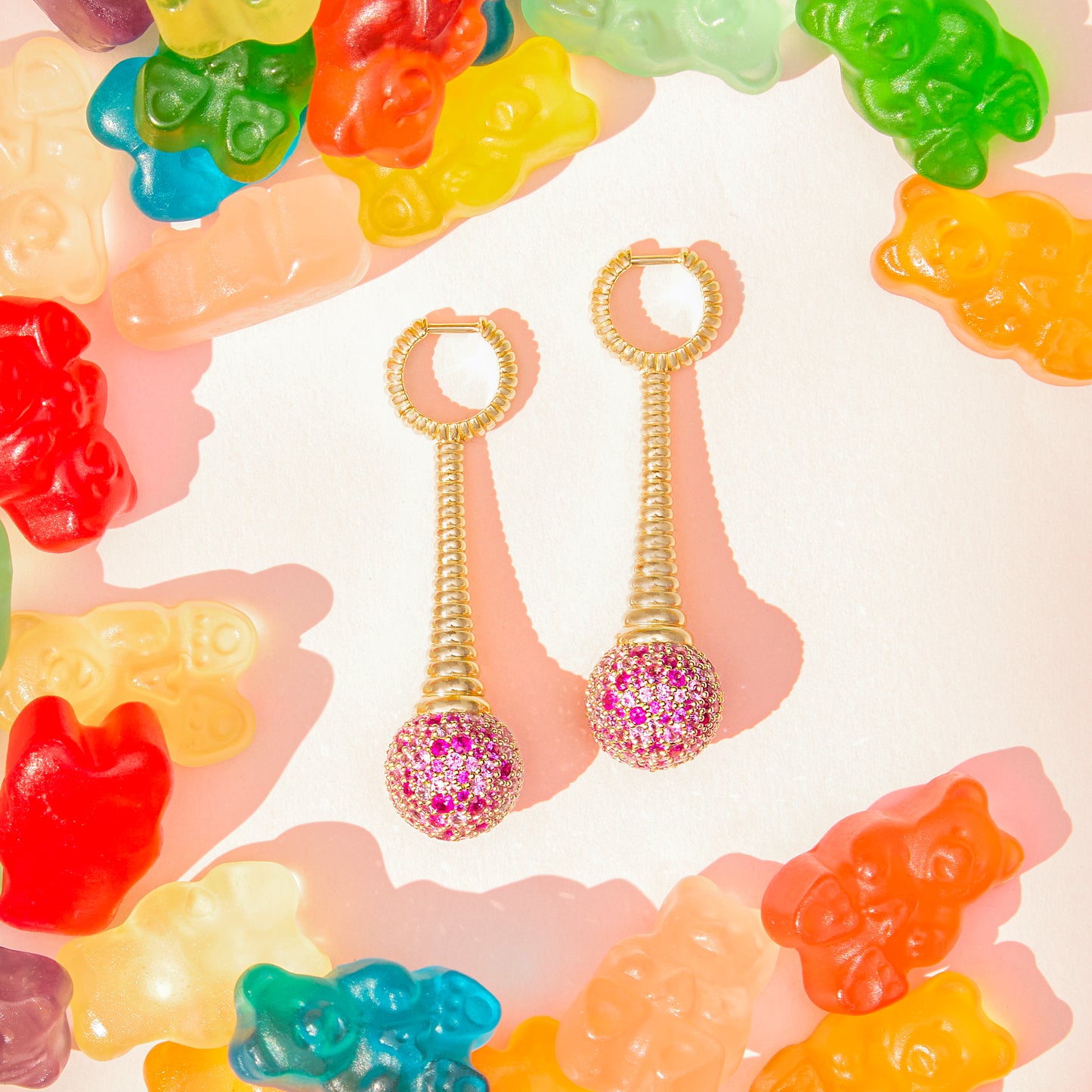 Revel Bobble Chandelier Earring - Pink Sapphire
