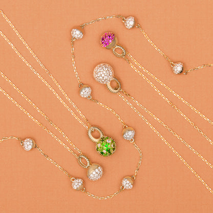 Revel Small Bobble Charm Necklace - Ruby