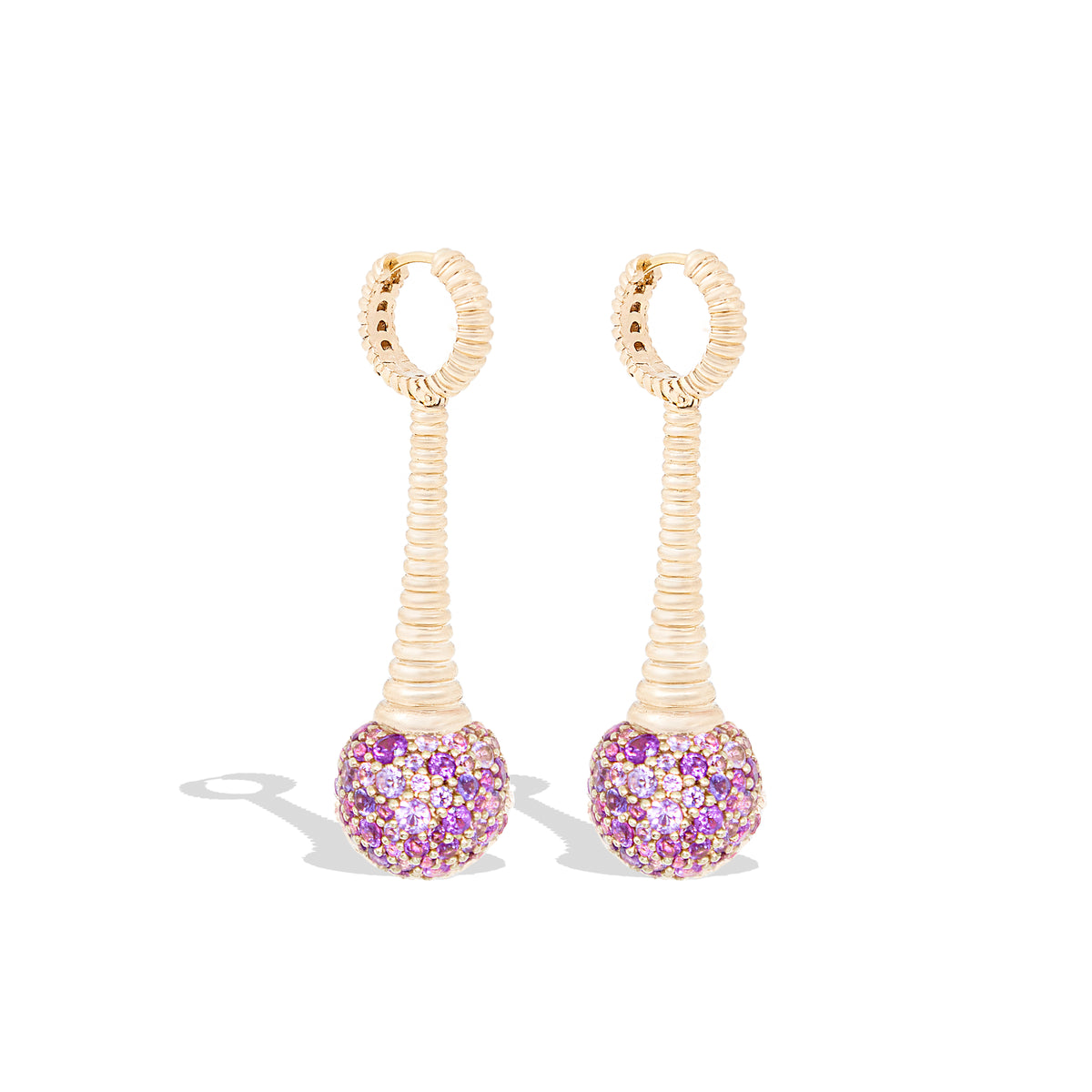 Revel Bobble Chandelier Earring - Rhodolite Garnet, Pink Sapphire, Amethyst