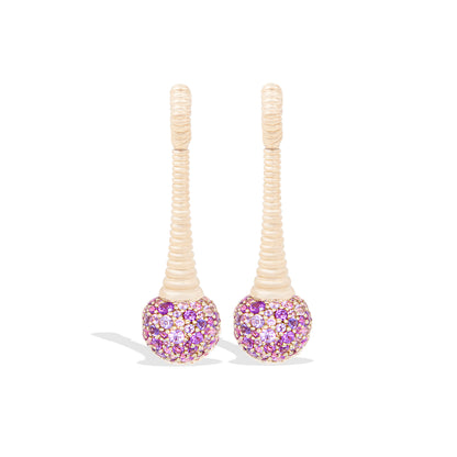 Revel Bobble Chandelier Earring - Rhodolite Garnet, Pink Sapphire, Amethyst