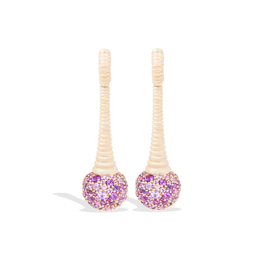 Revel Bobble Chandelier Earring - Rhodolite Garnet, Pink Sapphire, Amethyst