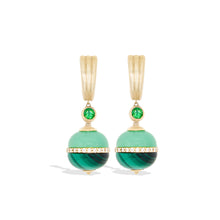 Load image into Gallery viewer, Revel Inlay Bobble Earring - Malachite, Chrysoprase, Tsavorite &amp; Diamond
