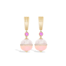 Load image into Gallery viewer, Revel Inlay Bobble Earring - Rainbow Moonstone, Pink Opal, Pink Sapphire &amp; Diamond
