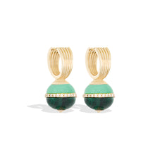 Load image into Gallery viewer, Revel Inlay Bobble Huggie - Malachite, Chrysoprase &amp; Diamond
