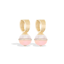 Load image into Gallery viewer, Revel Inlay Bobble Huggie - Rainbow Moonstone, Pink Opal &amp; Diamond
