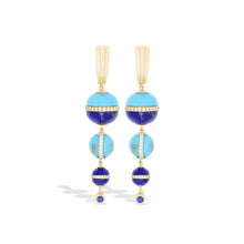 Load image into Gallery viewer, Revel Inlay Bobble Chandelier Earring - Lapis, Turquoise, Blue Sapphire &amp; Diamond
