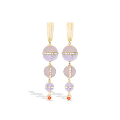 Revel Inlay Bobble Chandelier Earring - Blue Lace Agate, Chalcedony, Sapphire & Diamond