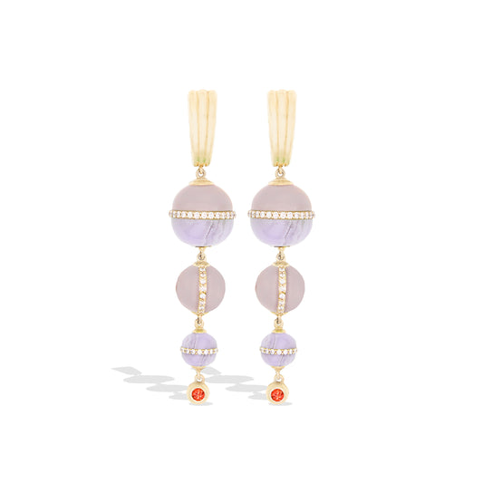 Revel Inlay Bobble Chandelier Earring - Blue Lace Agate, Chalcedony, Sapphire & Diamond