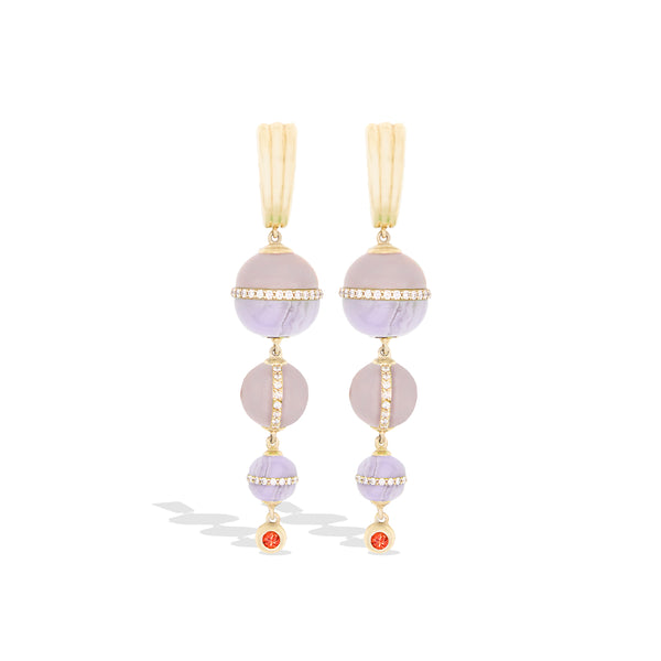 Revel Inlay Bobble Chandelier Earring - Blue Lace Agate, Chalcedony, Sapphire & Diamond
