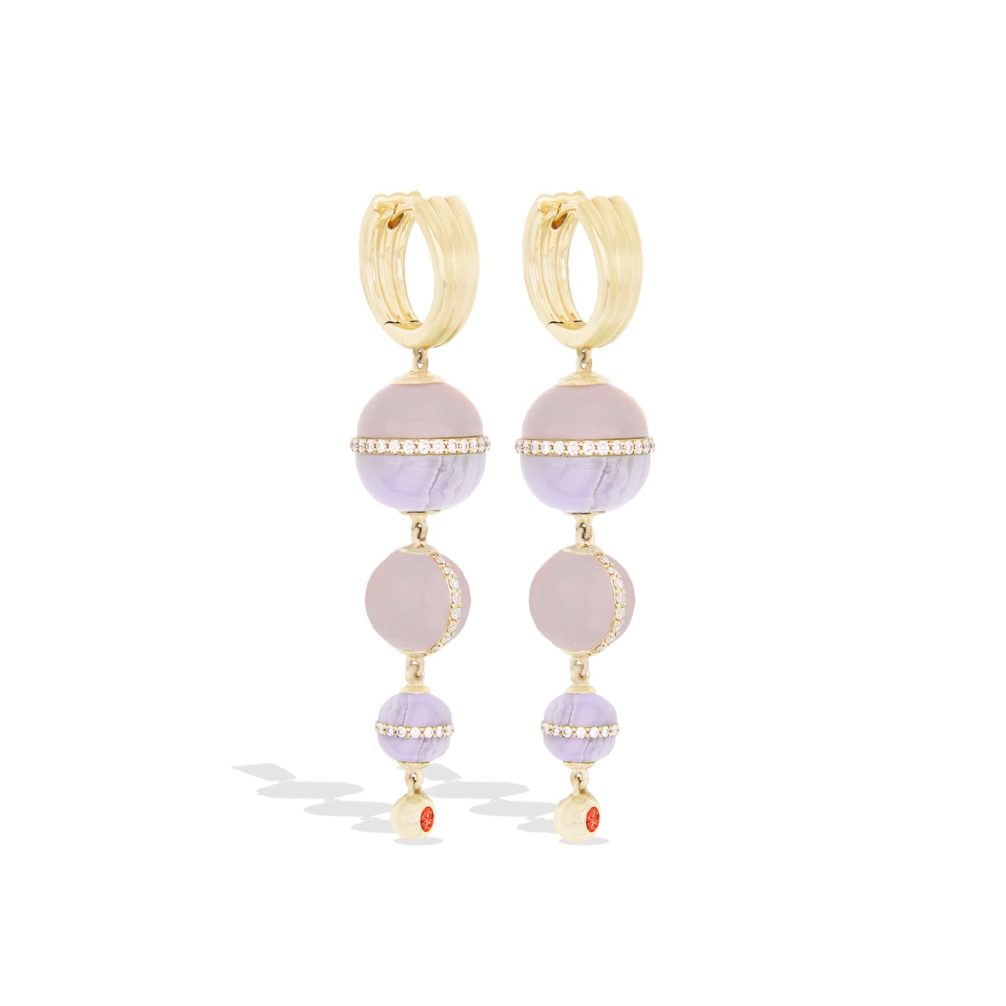 Revel Inlay Bobble Chandelier Earring - Blue Lace Agate, Chalcedony, Sapphire & Diamond