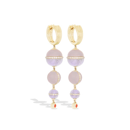 Revel Inlay Bobble Chandelier Earring - Blue Lace Agate, Chalcedony, Sapphire & Diamond