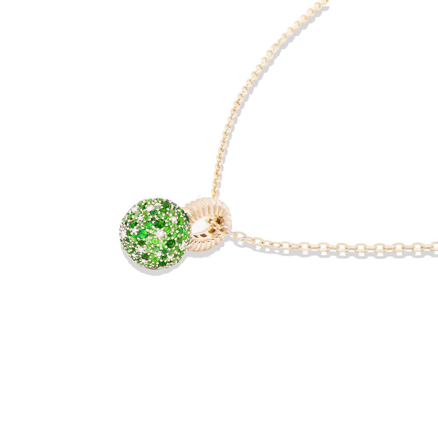 Revel Medium Bobble Charm Necklace- Tsavorite & Diamond