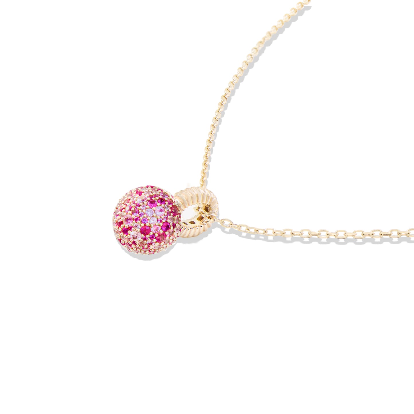 Revel Medium Bobble Charm Necklace- Pink Sapphire