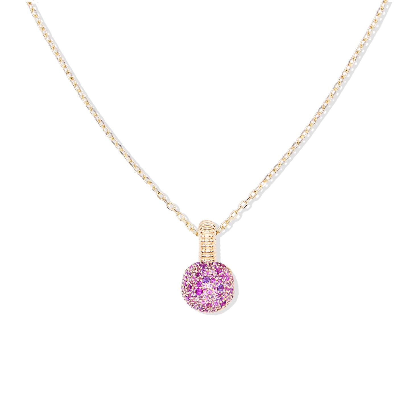 Revel Medium Bobble Charm Necklace- Rhodolite Garnet, Pink Sapphire & Amethyst
