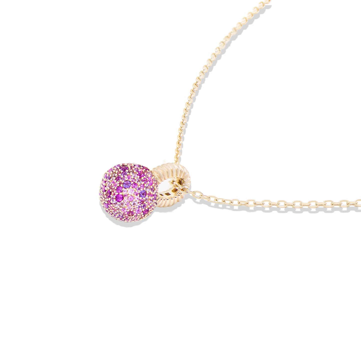 Revel Medium Bobble Charm Necklace- Rhodolite Garnet, Pink Sapphire & Amethyst
