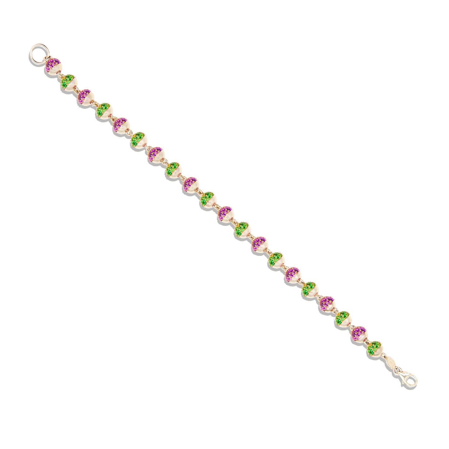 Revel Small Pave Bead Bracelet - Tsavorite & Rhodolite Garnet