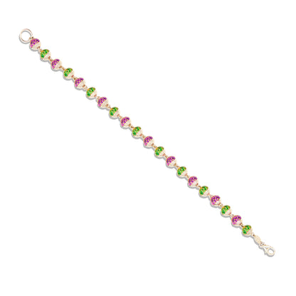 Revel Small Pave Bead Bracelet - Tsavorite & Rhodolite Garnet