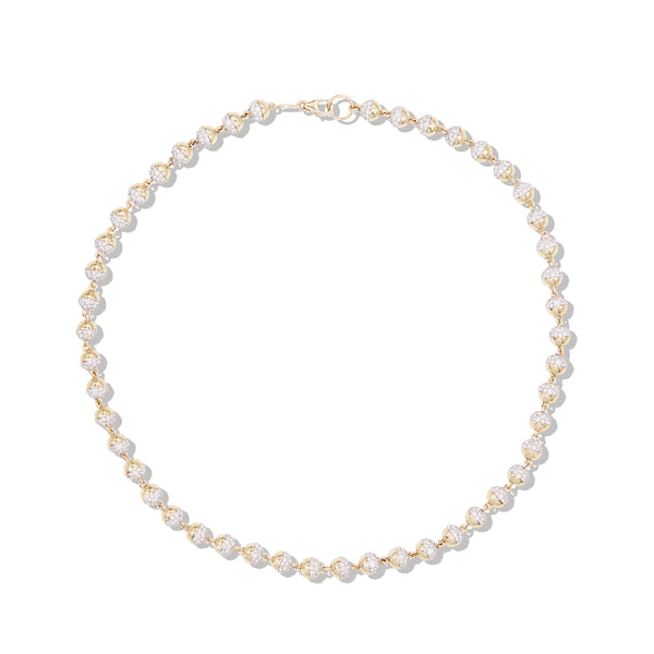 Revel Small Pave Bead Necklace - Diamond