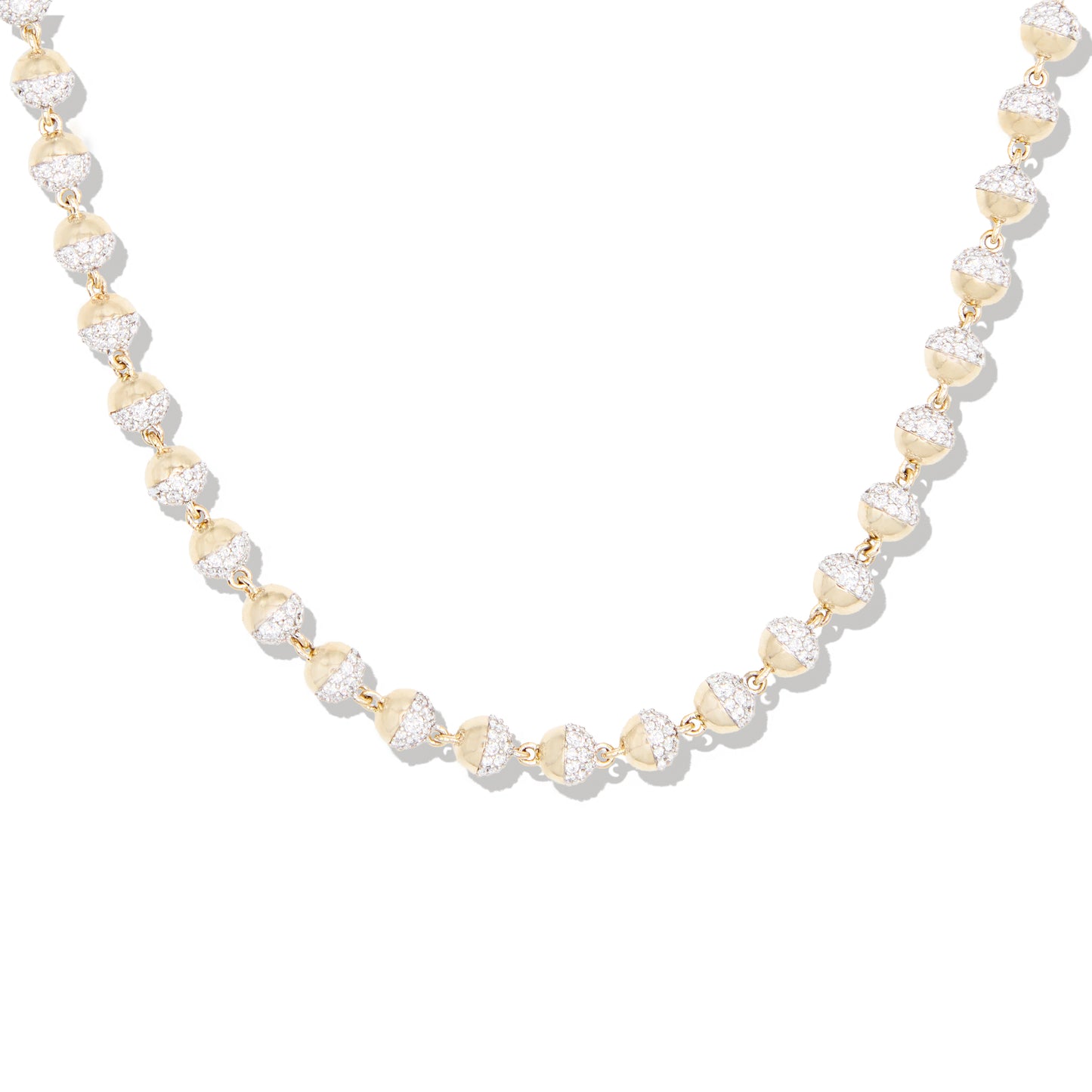 Revel Small Pave Bead Necklace - Diamond