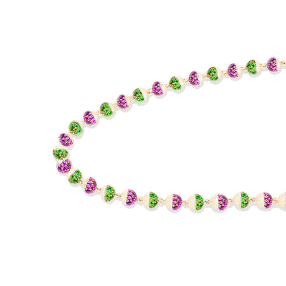 Revel Small Pave Bead Necklace - Tsavorite & Rhodolite Garnet