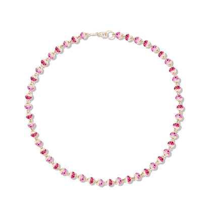 Revel Small Pave Bead Necklace - Ruby & Pink Sapphire