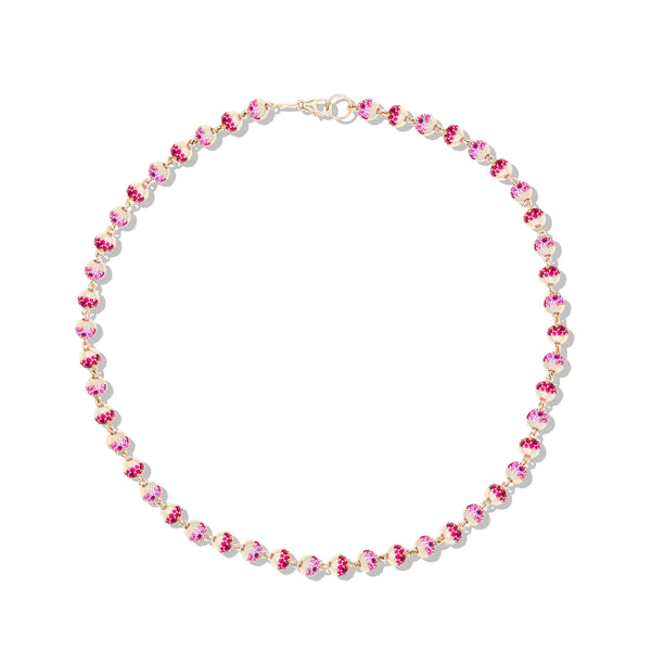 Revel Small Pave Bead Necklace - Ruby & Pink Sapphire