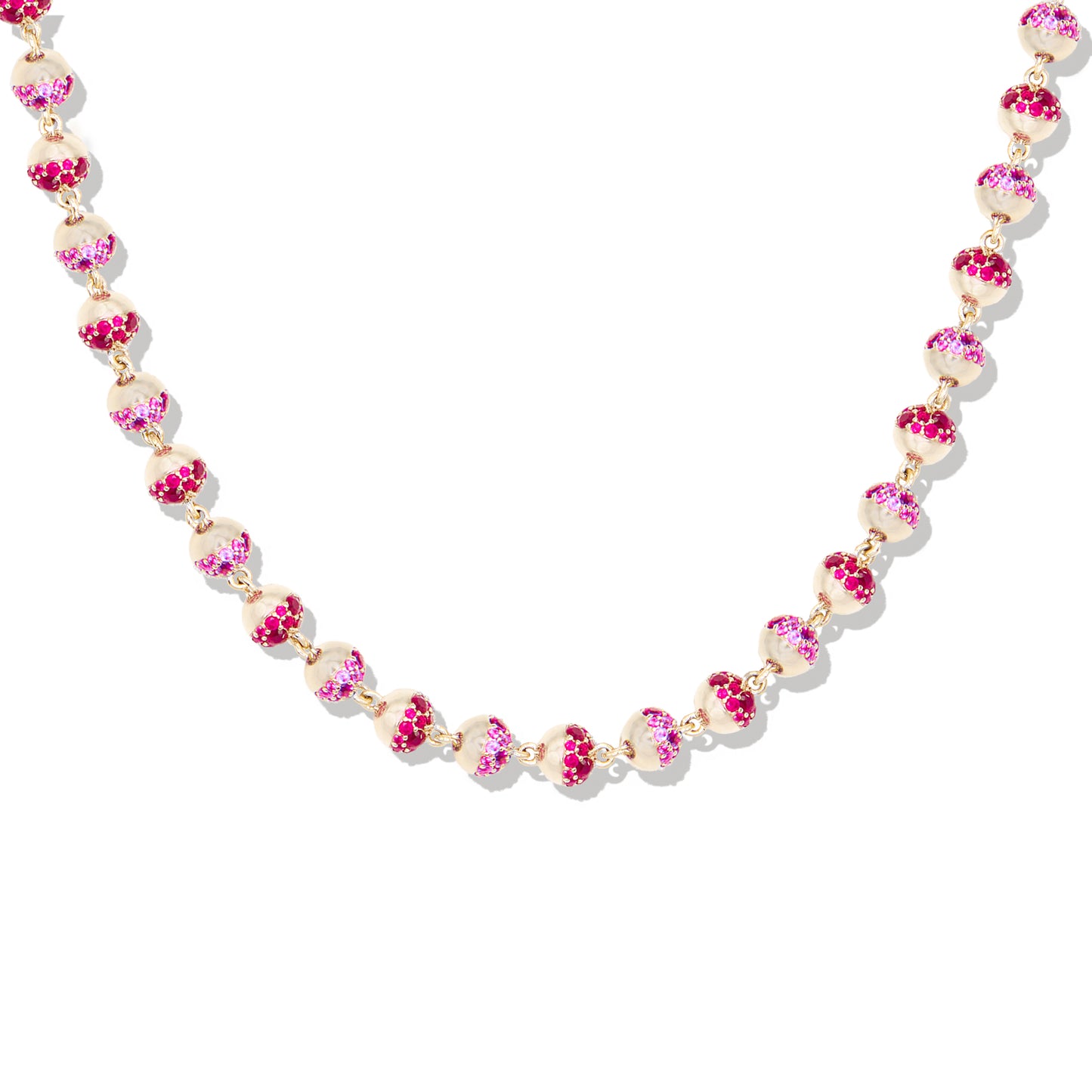 Revel Small Pave Bead Necklace - Ruby & Pink Sapphire