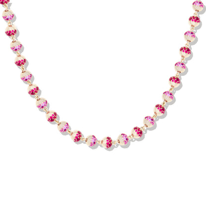 Revel Small Pave Bead Necklace - Ruby & Pink Sapphire