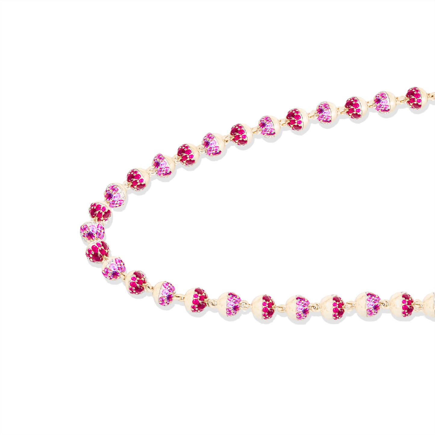 Revel Small Pave Bead Necklace - Ruby & Pink Sapphire