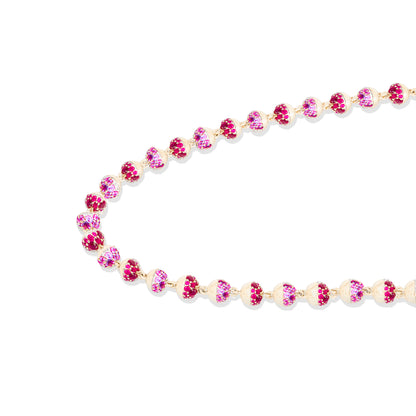 Revel Small Pave Bead Necklace - Ruby & Pink Sapphire