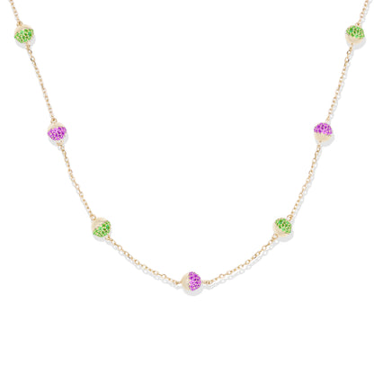Revel Bead Station Necklace - Tsavorite & Rhodolite Garnet